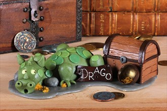 Chocolate dragon and treasure chest
