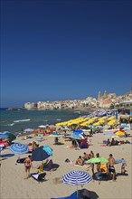 Beach and old town of Cefalu