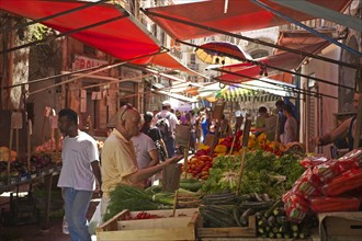 Market stalls in an alley in Palermo