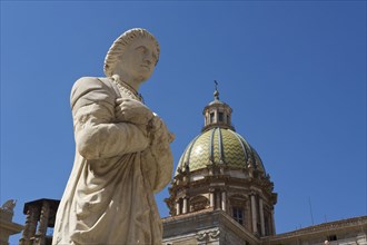 Fountain with statues in Piazza Pretoria in Palermo