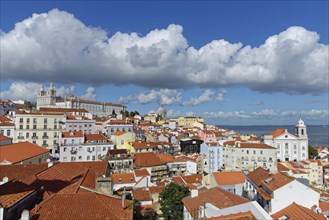 View over Alfama district with the church of Sao Vicente de Fora