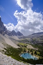 View from the Forc dl Lech saddle of Lago di Lagazuoi