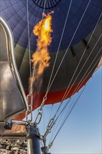 Fire from photo balloon flying over Cappadocia