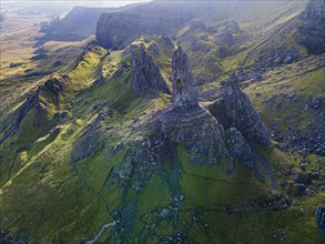 Aerial of the Storr pinnacle