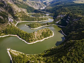 Uvac river meandering through the mountains