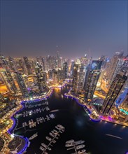 Dubai Marina Harbour Skyline Architecture Holiday Overview by Night in Dubai
