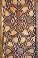 Macro view of a wooden shutter in the Rustem Pasa Mosque