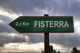 Distance sign to Fisterra