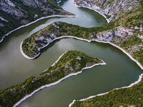 Uvac river meandering through the mountains