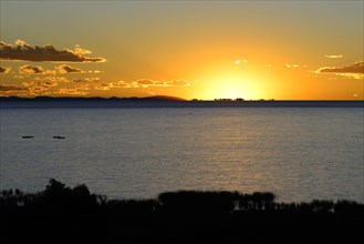 Sunset with clouds over Lake Titicaca