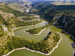 Uvac river meandering through the mountains