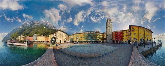 360 panorama of Piazza Novembre with Torre Apponale