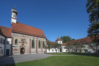 The courtyard of Blutenburg Palace with chapel
