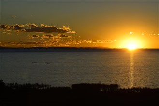 Sunset with clouds over Lake Titicaca