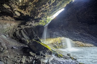 Gilsafoss cave waterfall
