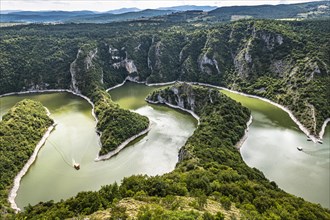 Uvac river meandering through the mountains