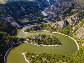 Uvac river meandering through the mountains