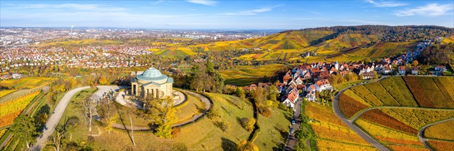 Grave Chapel on the Wuerttemberg Rotenberg Vineyards Aerial View Panorama City Trip in Stuttgart