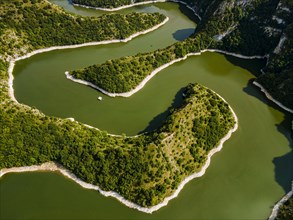 Uvac river meandering through the mountains