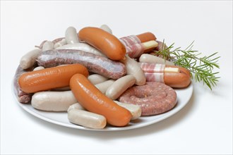 Various sausages on plate