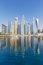 Dubai Marina and Harbour Skyline Architecture Vacation in Arabia Water Reflection in Dubai