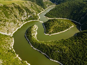 Uvac river meandering through the mountains