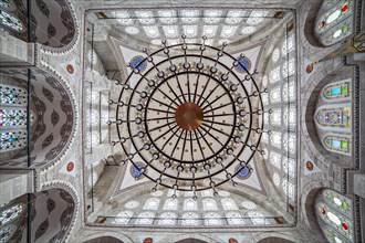 Chandelier and dome of the Mihrimah Sultan Mosque