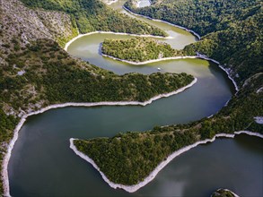 Uvac river meandering through the mountains
