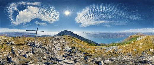 360 Panorama Monte Baldo with the peak Cima Valdritta and Lake Garda
