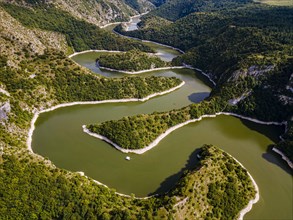 Uvac river meandering through the mountains