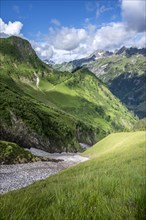 Snow field on a mountain slope