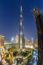 Dubai Burj Khalifa Kalifa skyscraper skyline architecture by night in Dubai