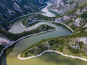 Uvac river meandering through the mountains