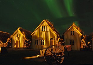 Old buildings and Northern Lights