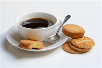 Traditional French sweet galettes and cup of coffee