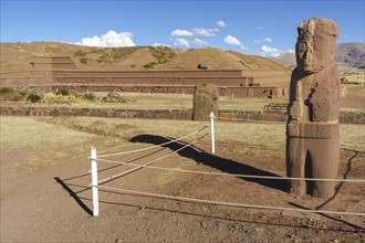 Fraile monolith or monk monolith of the pre-Inca period in the ruins of Tiwanaku