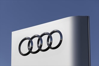 Logo of Audi AG on a pillar