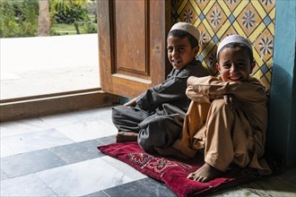 Young students in the Mausoleum of Mirwais Khan Hotaki