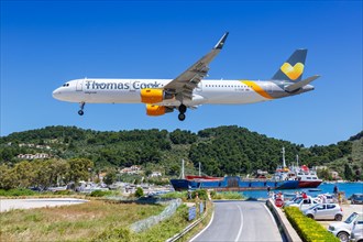 A Thomas Cook Airlines Airbus A321 aircraft with registration G-TCDE at Skiathos Airport