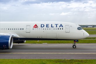 An Airbus A350-900 aircraft of Delta Air Lines with registration N512DN at Amsterdam Schiphol Airport