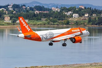 An Airbus A320neo aircraft of EasyJet with registration G-UZHB at Corfu Airport