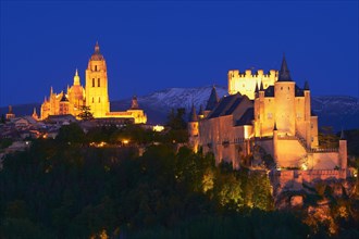Alcazar Fortress and Cathedral at dusk
