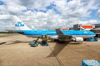 An Airbus A330-200 aircraft of KLM Royal Dutch Airlines with registration PH-AOE at Amsterdam Schiphol Airport