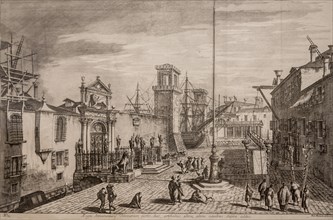 Antique drawing of Venice