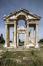 The tetrapylon is the main entrance to the temple of Aphrodite in Aphrodisias