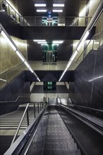 Escalator and lift at the underground station