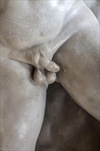 Penis of a marble statue
