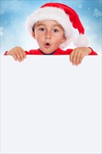 Christmas Child Santa Claus Christmas Card Text Free Space Copyspace Surprised Surprise Copy Space