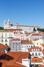 Portugal Travel City View of Old Town Alfama with Church of Sao Vicente de Fora in Lisbon