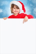 Child Girl Santa Claus Christmas Laugh Show Sign copy space Copyspace